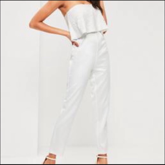 White Bandeau Double Layer Jumpsuit - Picture 2 of 7